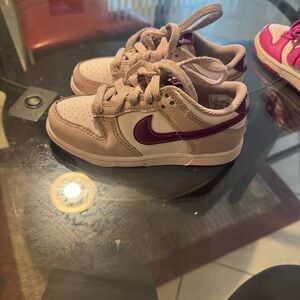 Kids Tan and Purple Sneakers